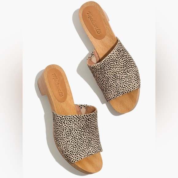 MADEWELL The Evelyn Clog Slide Sandal Cream Black Dots Calf Hair Size 7.5 - Picture 1 of 12
